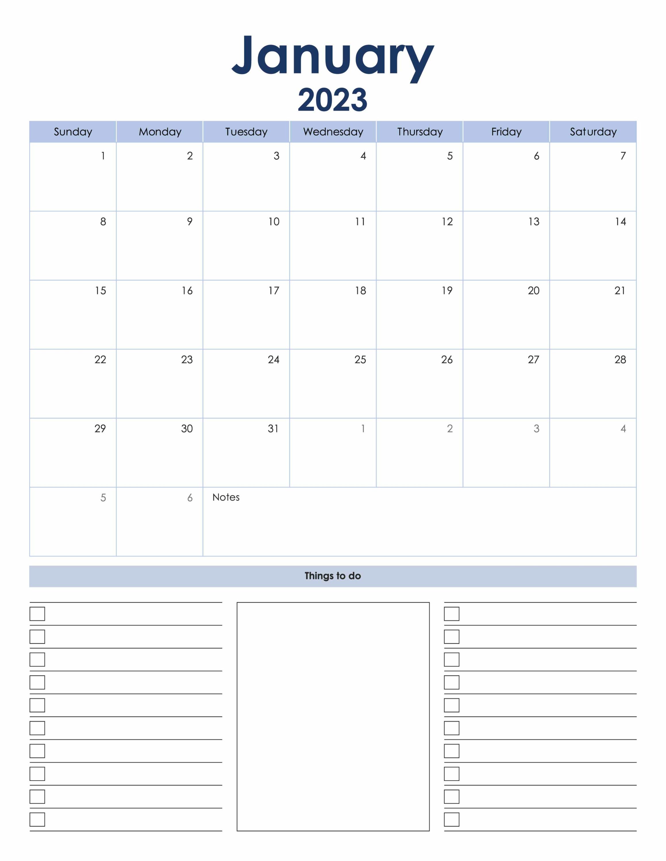 2023 Dated Planner Bundle, January page.