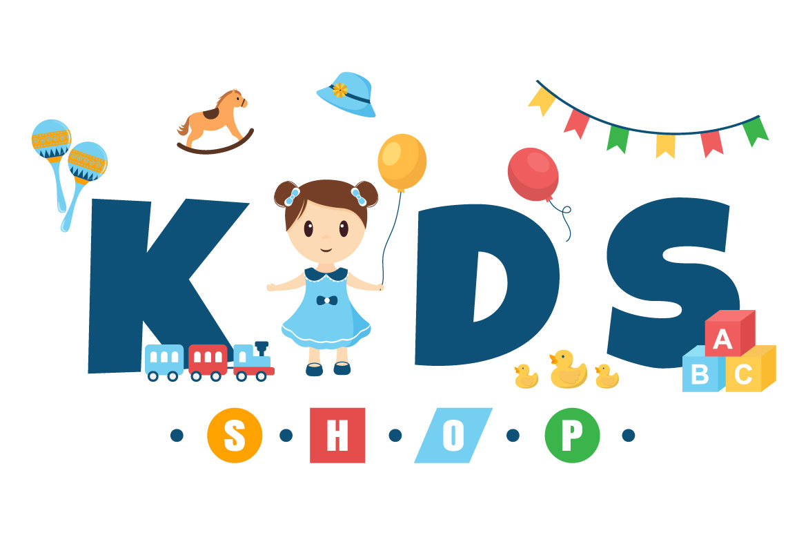 Cute 11 Kids Shop Illustration preview.