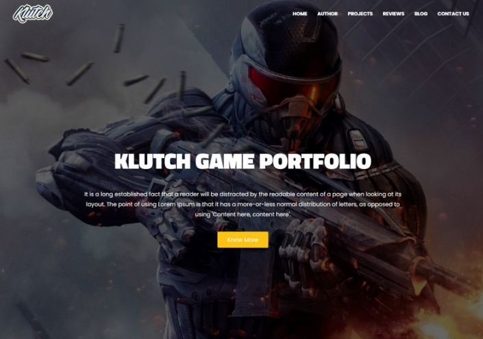 An image with an adorable WordPress template for gaming portfolios.