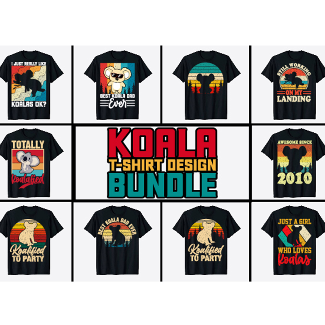 Koala T-Shirt Designs Bundle - main image preview.