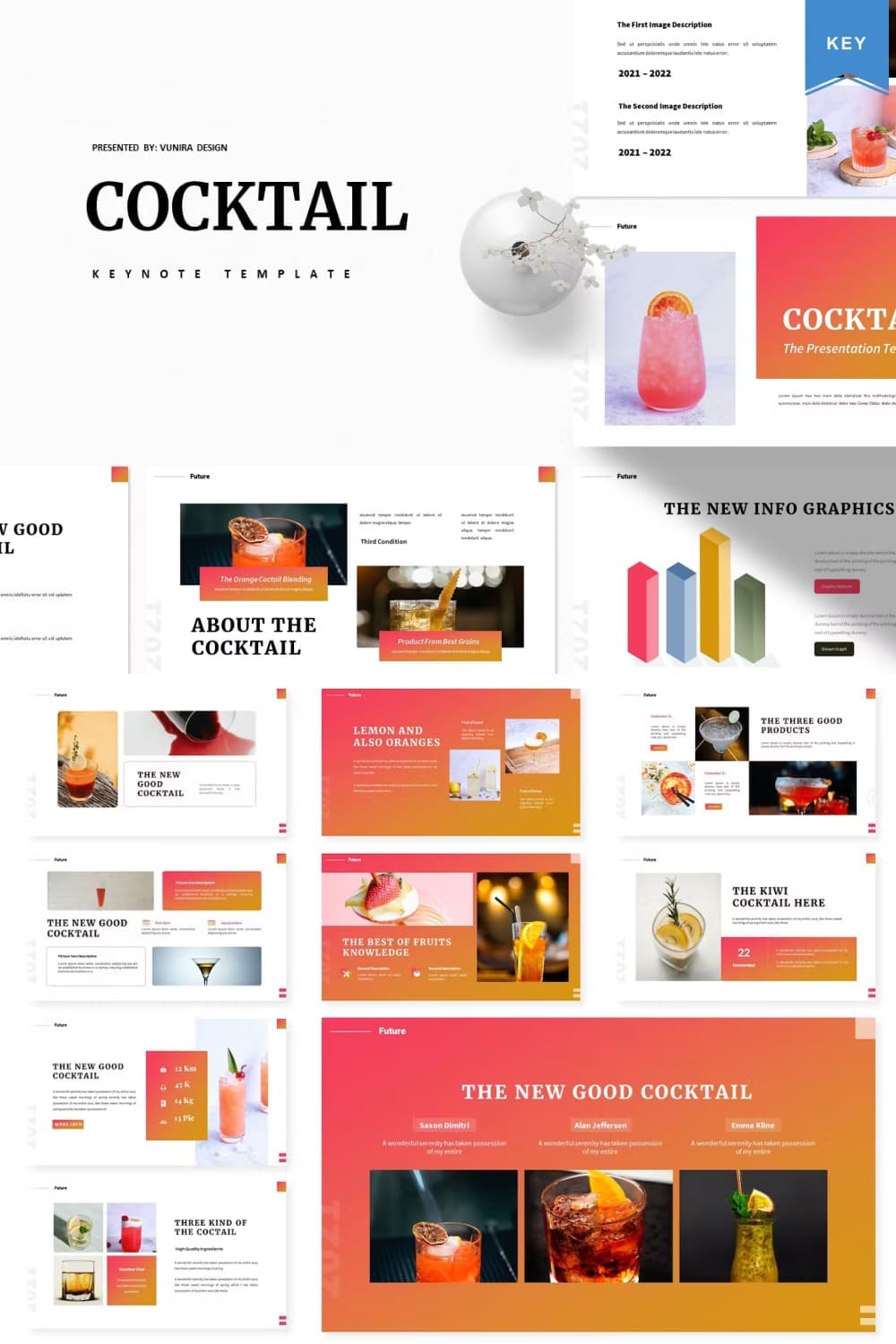 Cocktail | Keynote Template - Pinterest image preview.