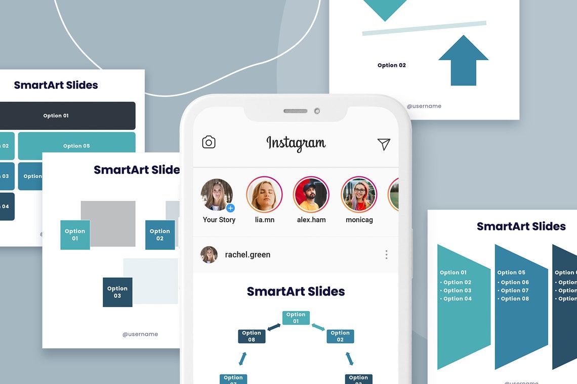 Set of images of amazing square slide presentation template and post template for instagram.