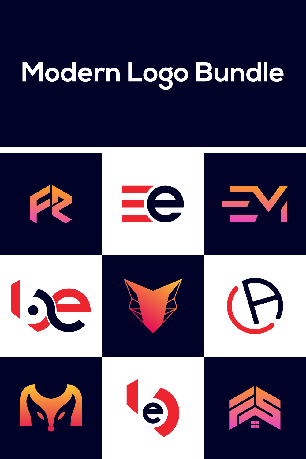 Set of images with exquisite logos in orange colors.