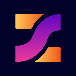 Image with gorgeous orange and purple color logos on dark background.