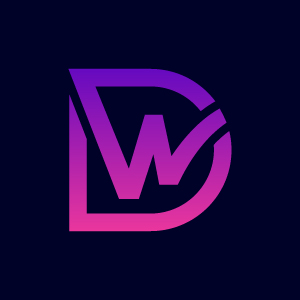 An image with an enchanting purple color logo on a dark background.