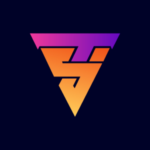 An image with a wonderful purple and orangecolor logo in the form of an inverted pyramid.