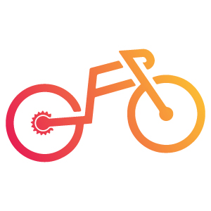 Bicycle logo in orange.