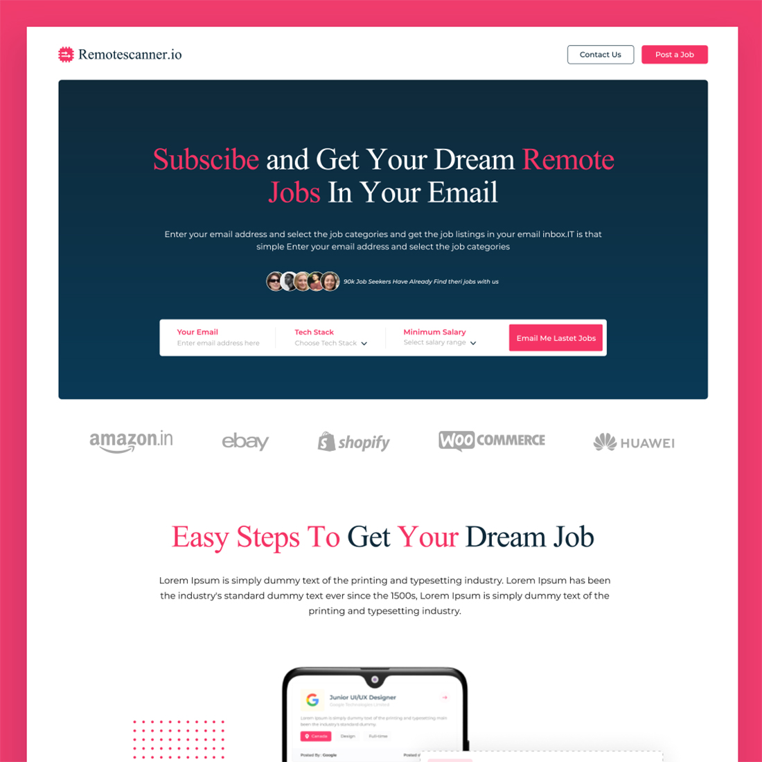 Bundle of 3 Job Search Landing Page Design Template in Figma in Just $8 preview image.