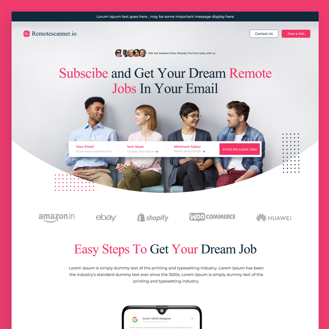 Bundle of 3 Job Search Landing Page Design Template in Figma, Use this landing page for your business.
