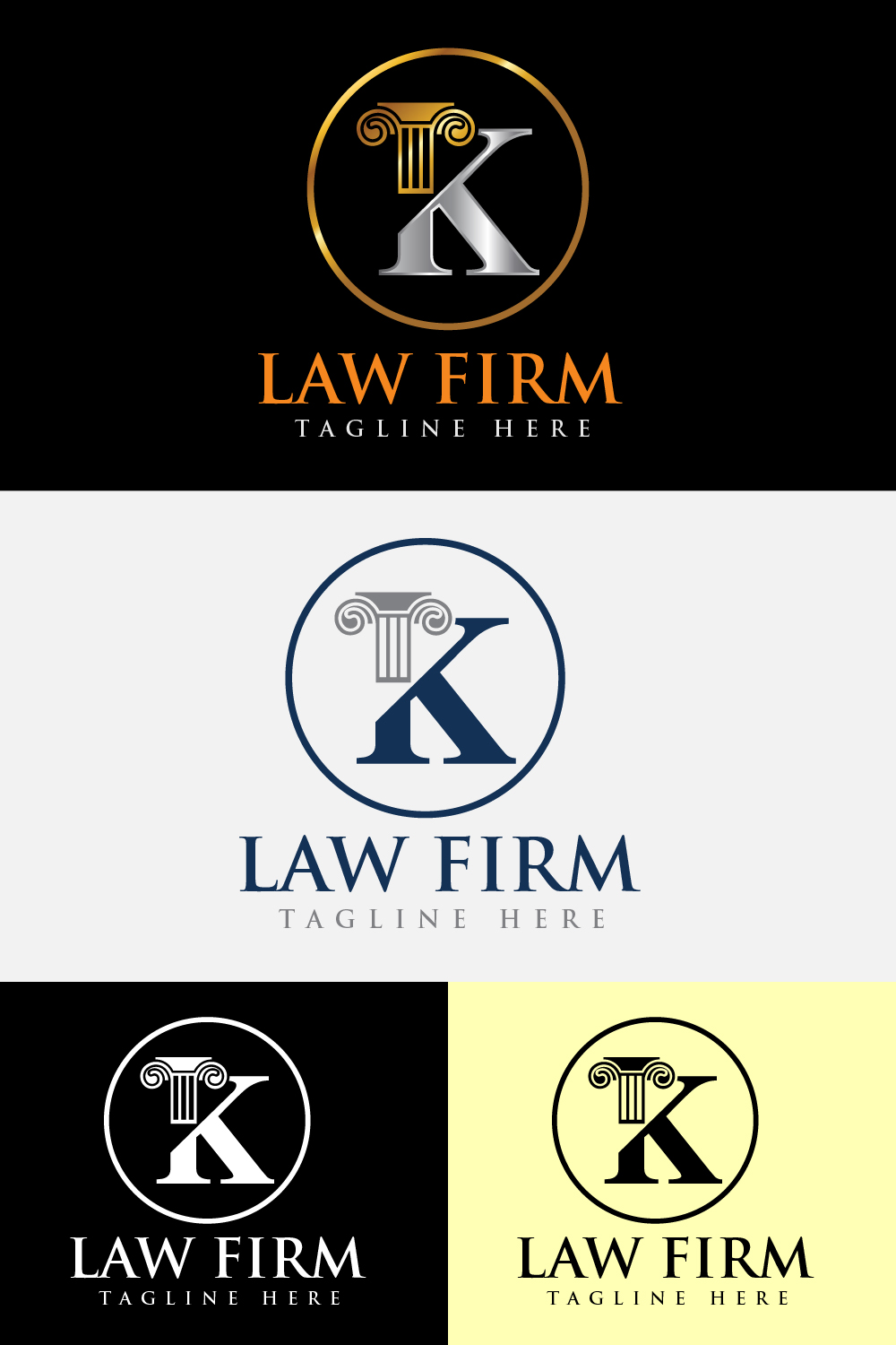 Initial Letter K Logo Illustration Design Template pinterest image.