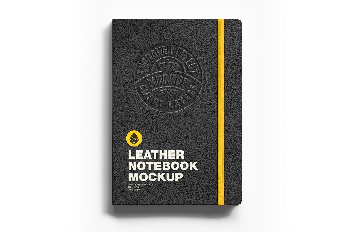 Picture of an elegant black leather notepad.