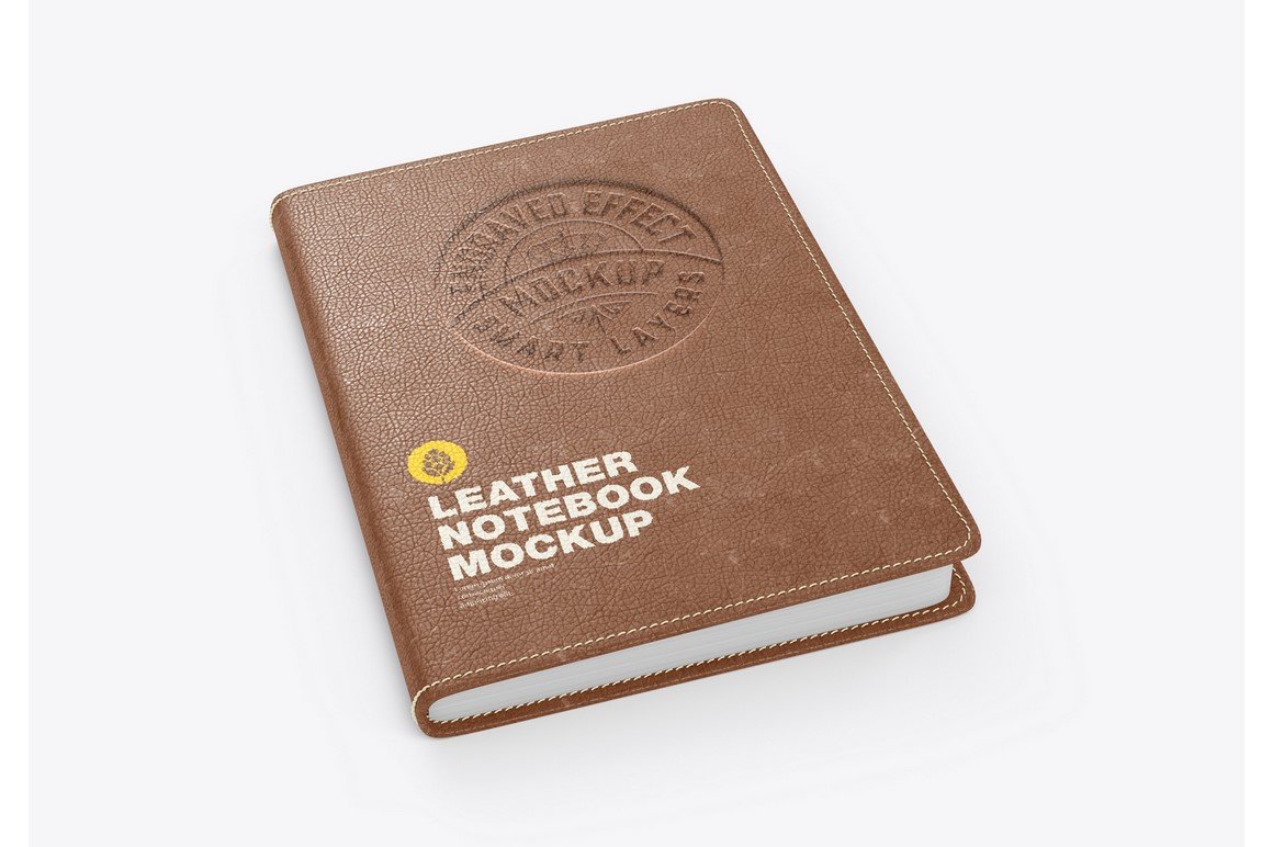 Image of a leather notebook with an enchanting design.