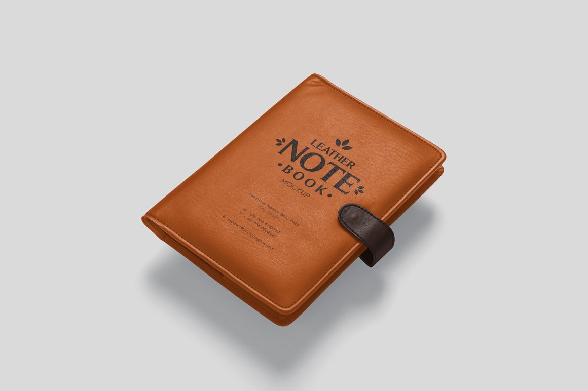 Image of a leather notebook in orange color.