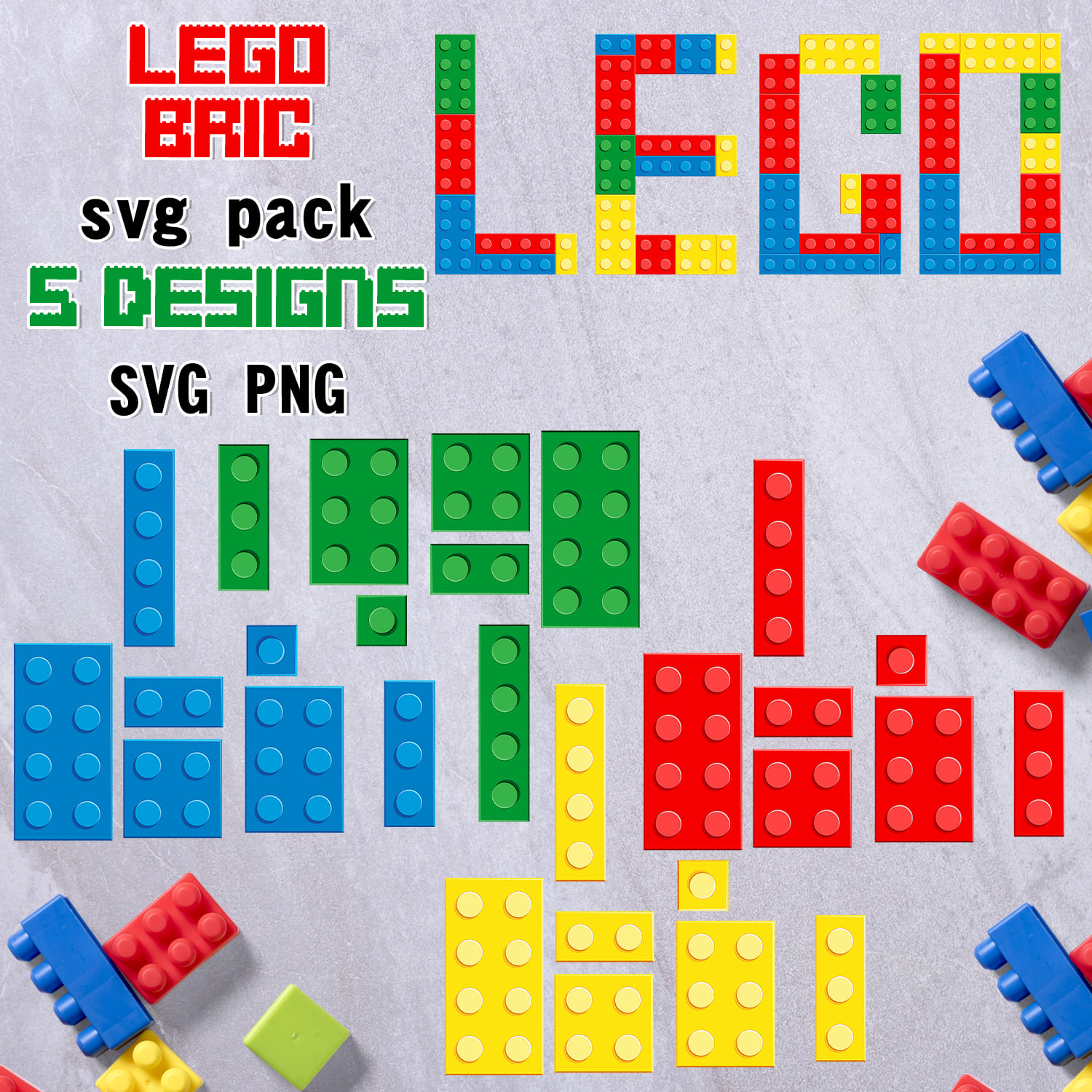 Lego Brick SVG T-shirt Designs Bundle - main image preview.