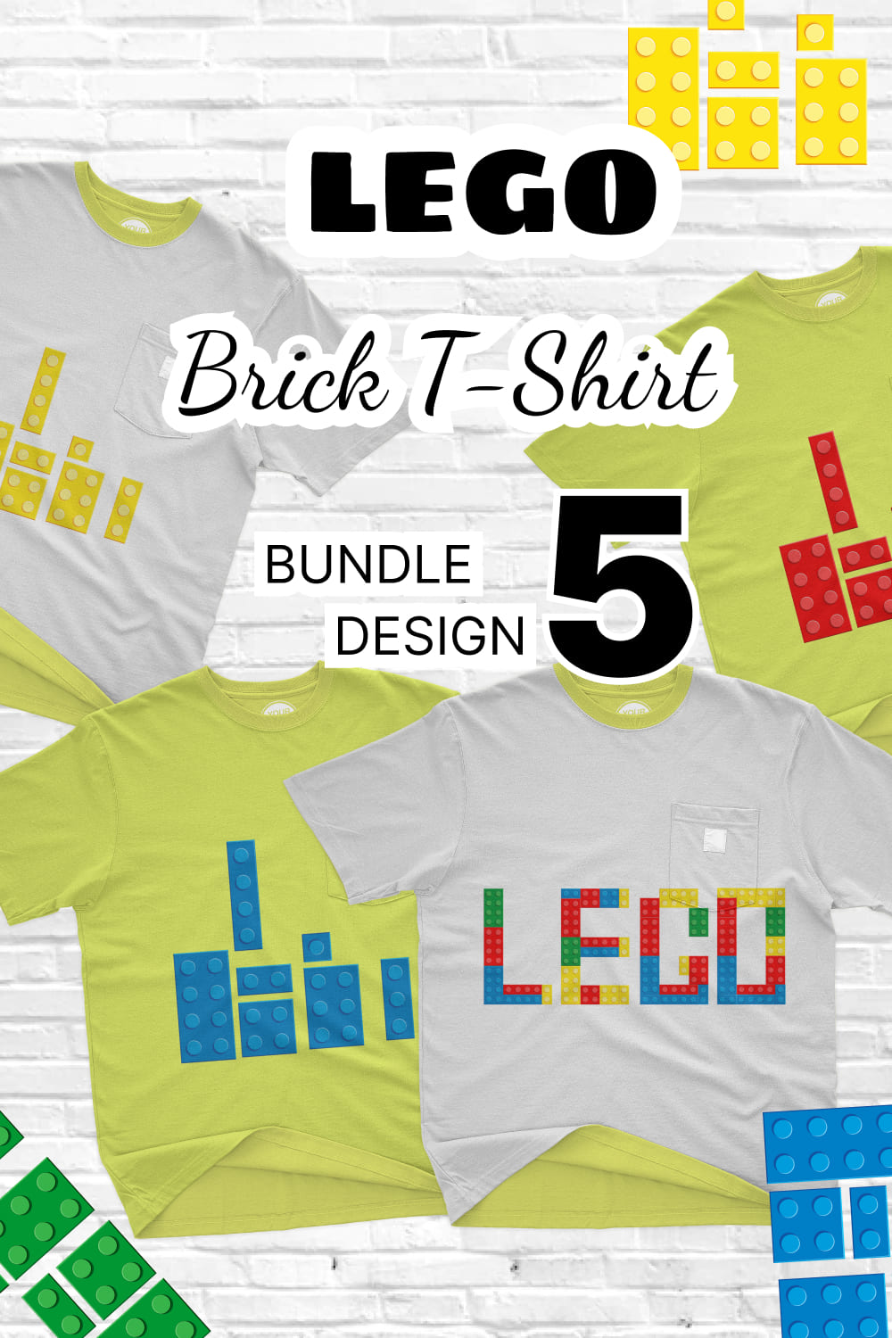 Lego Brick SVG T-shirt Designs Bundle - pinterest image preview.