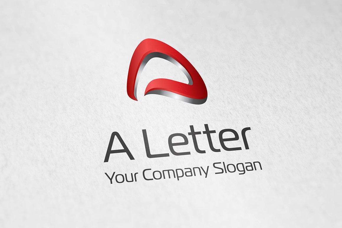 Black lettering "A Letter Your Company Slogan" and red 3D logo on a grey background.
