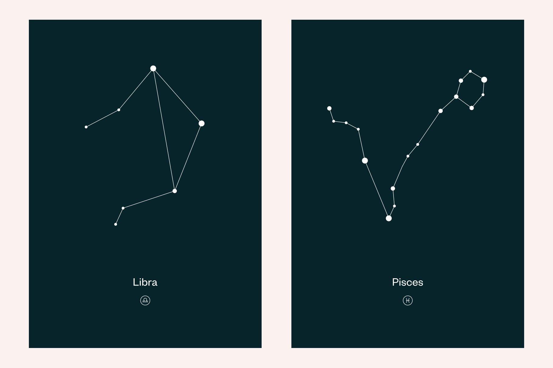 Libra and pisces on the night sky.