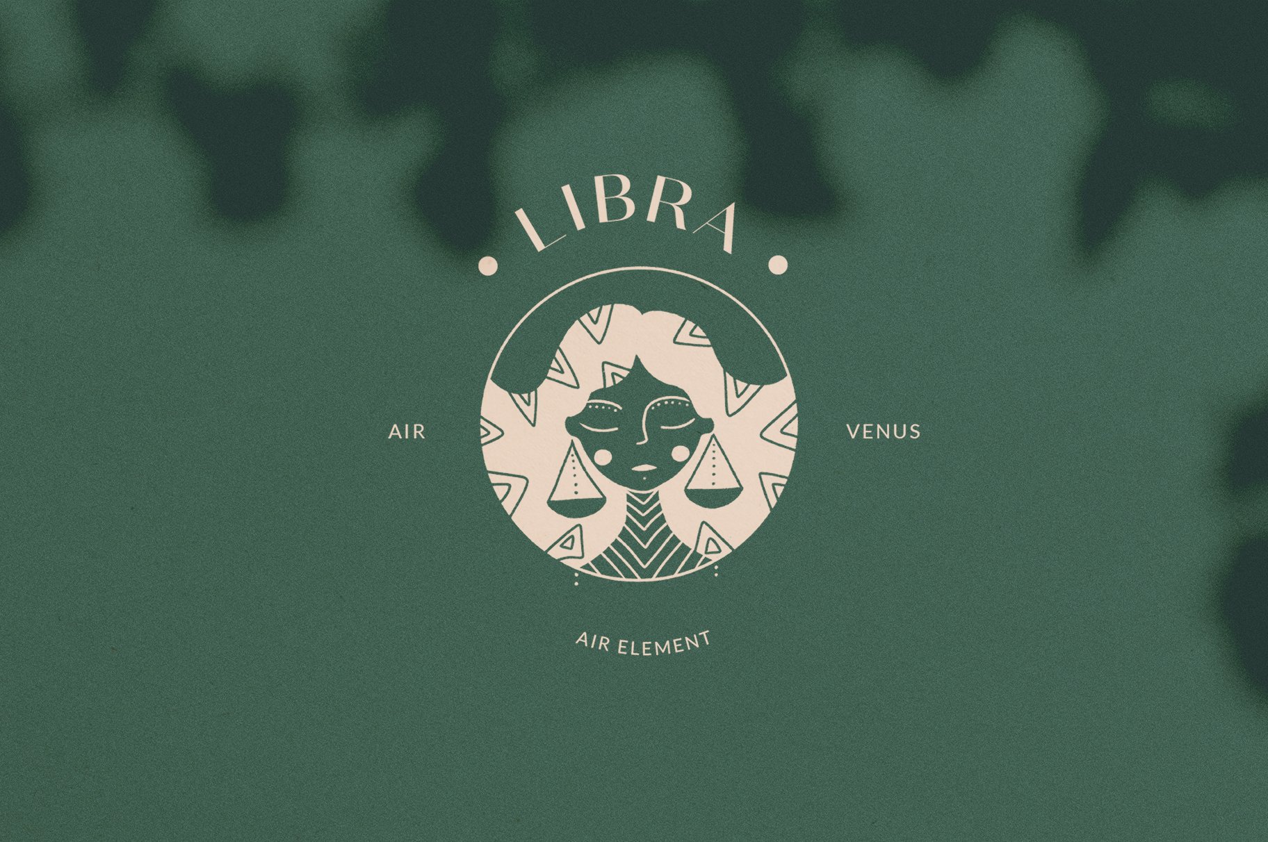 Green background with the the light libra sign.