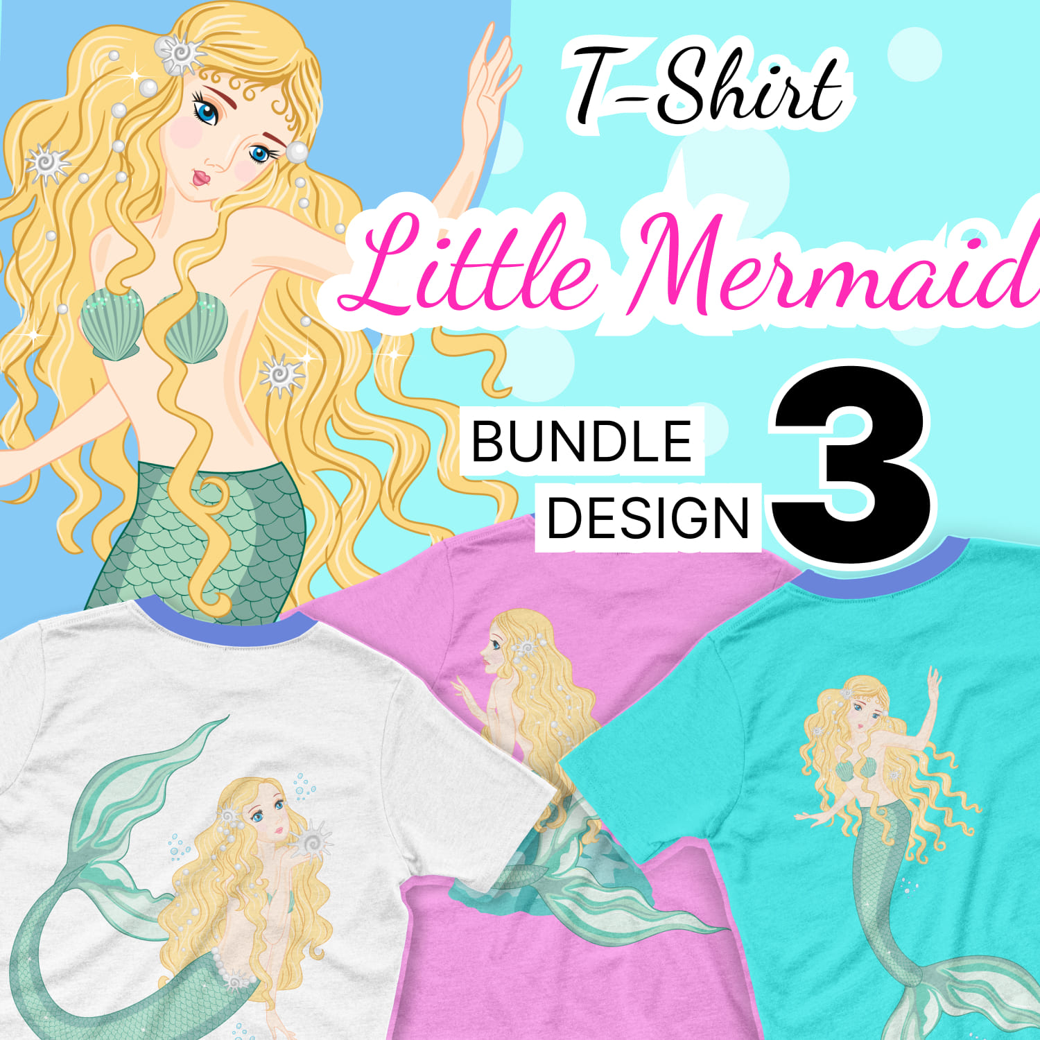 little mermaid svg t-shirt design cover.