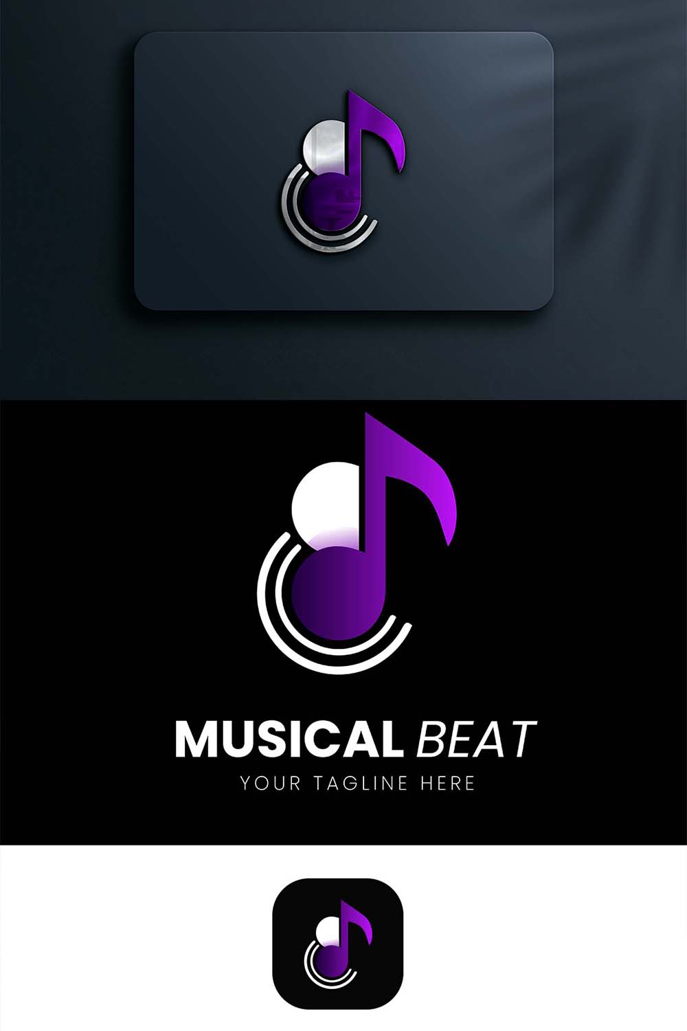Pinterest collage image for Modern Musical Beat Logo.