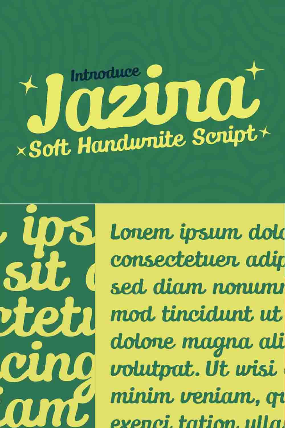 Text in Jazira font on a green background.