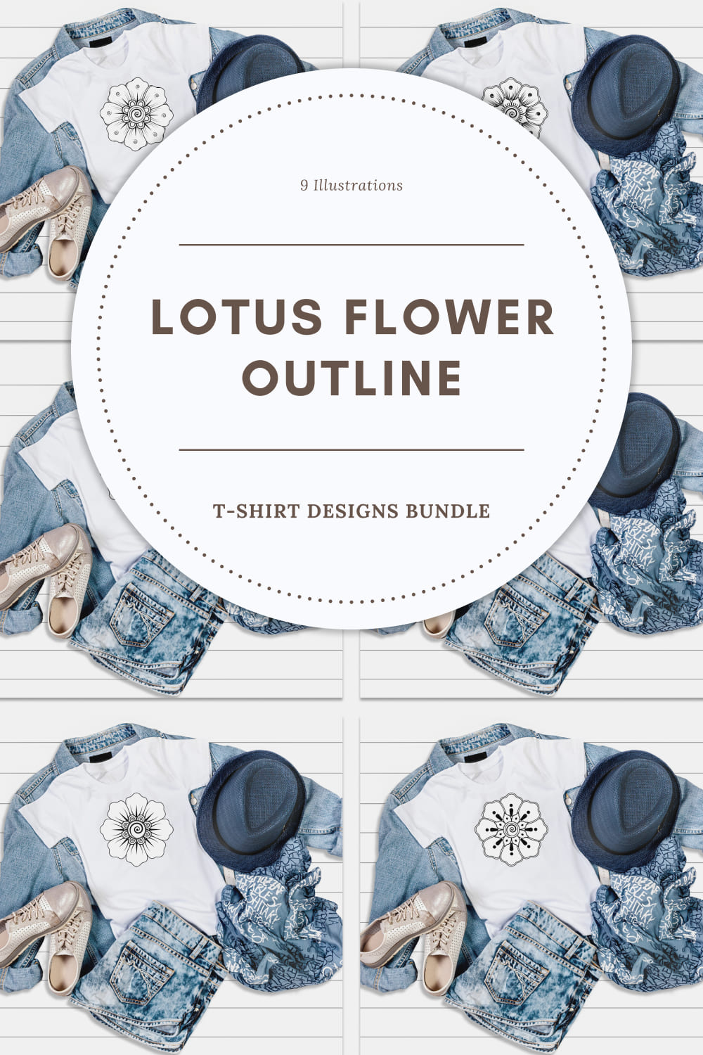 lotus flower outline t shirt designs bundle 03 434
