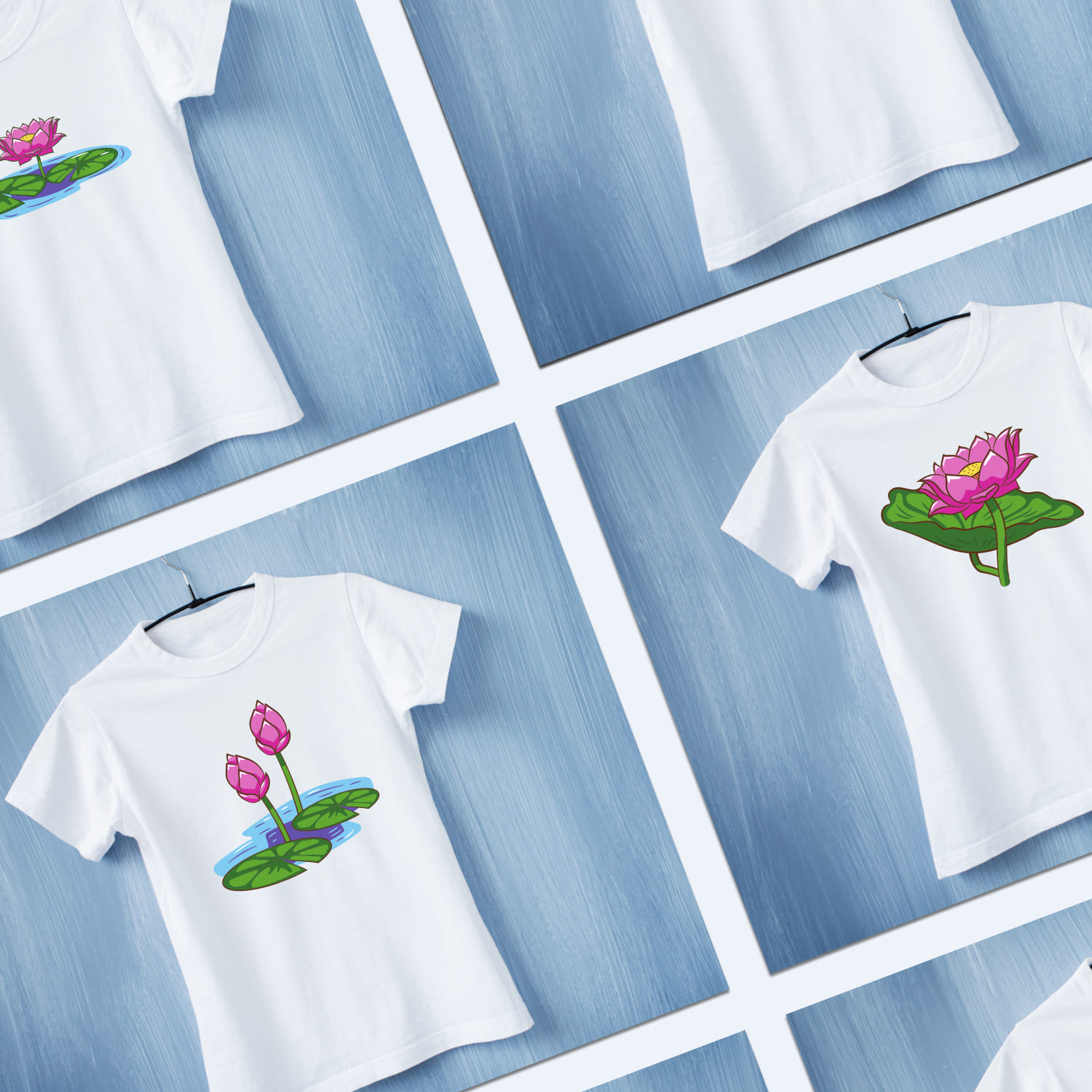 Lotus Flower T-shirt Designs Bundle cover.