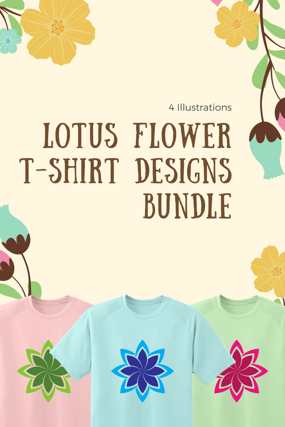 lotus flower t shirt designs bundle 03 729