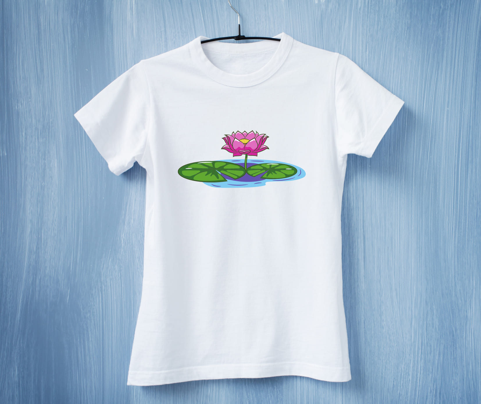 Accurate lotus on a t-shirt.