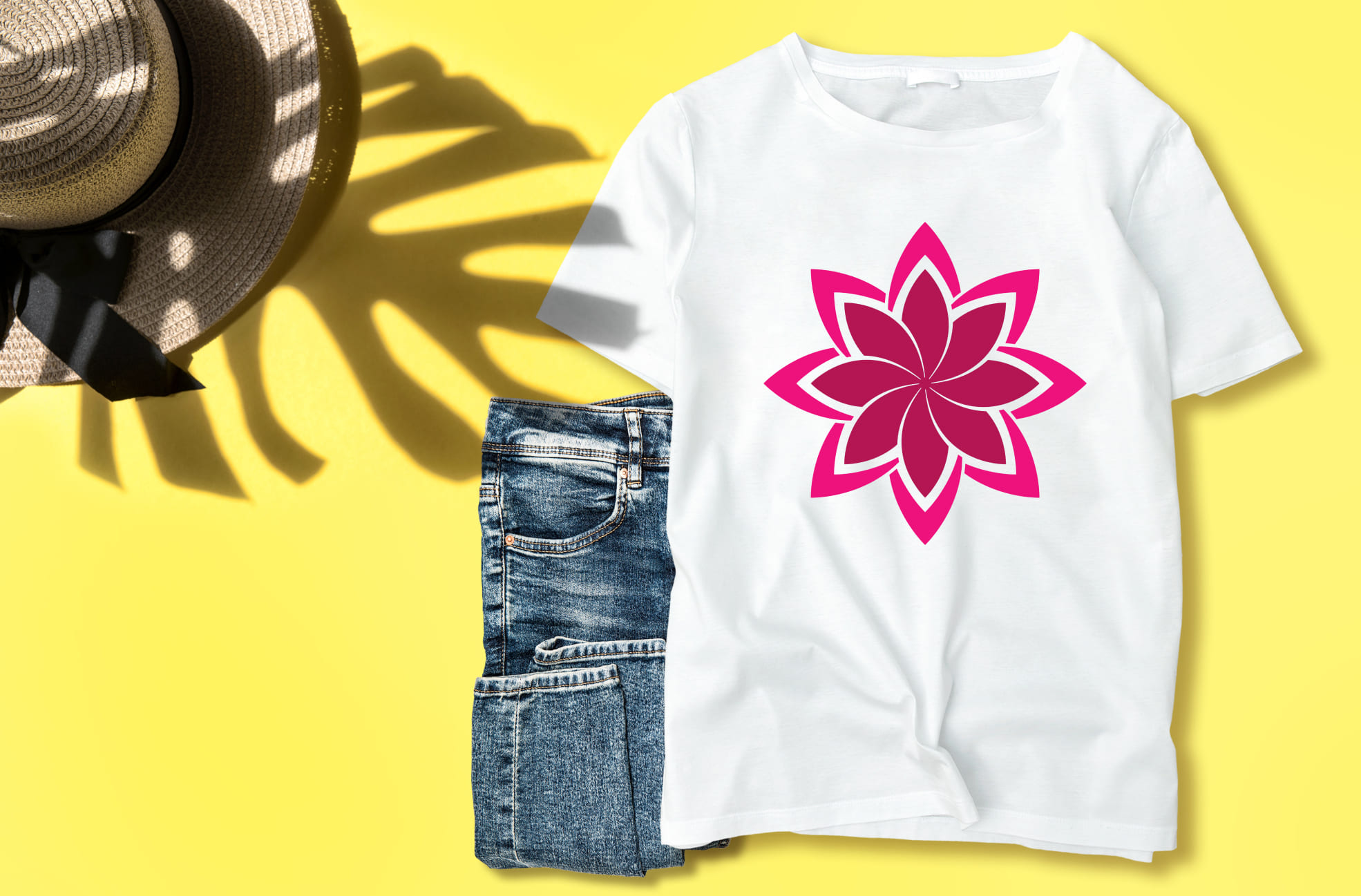 Classic white t-shirt with the red mandala.