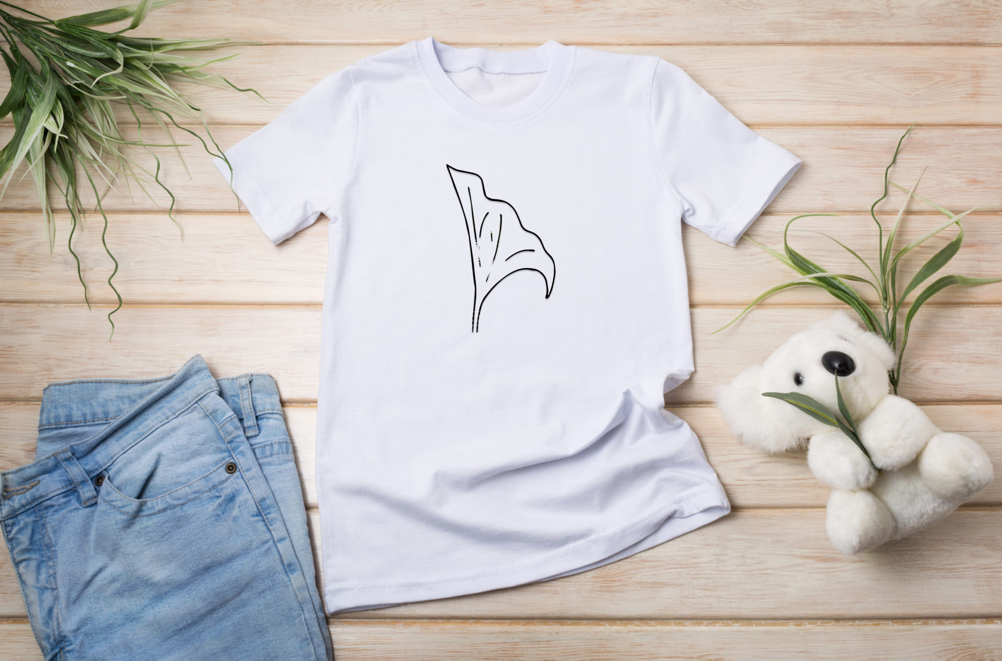 Lotus flower on the classic white t-shirt.