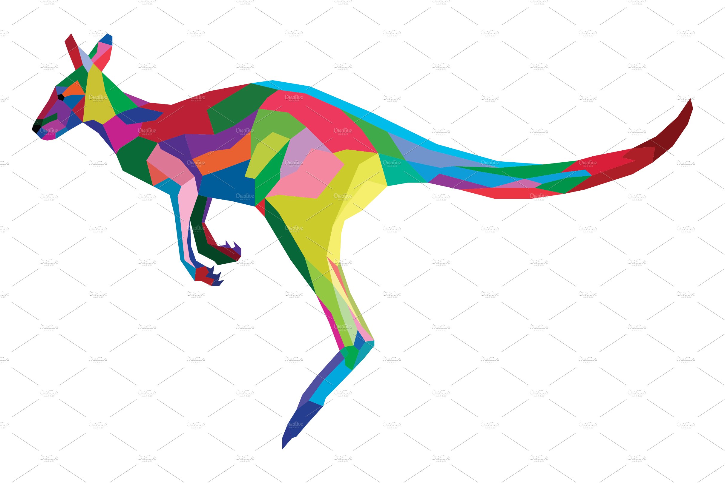 So colorul multicolor kangaroo with the geometric shapes.