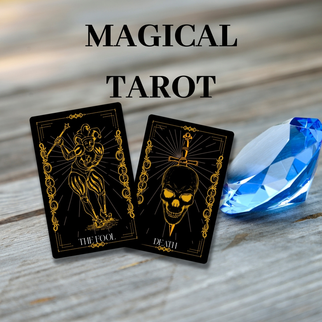 5 Gold & Black Tarot Cards Editable Vector cover image.