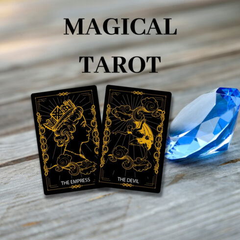 Tarot Cards - Editable Vector - 5 Designs - Gold & Black cover image.
