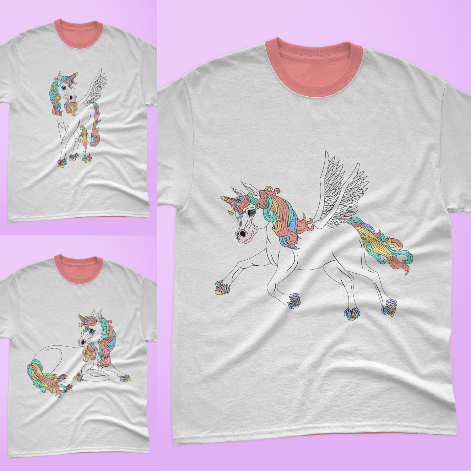 Magical Unicorn T-shirt Designs Bundle Cover.