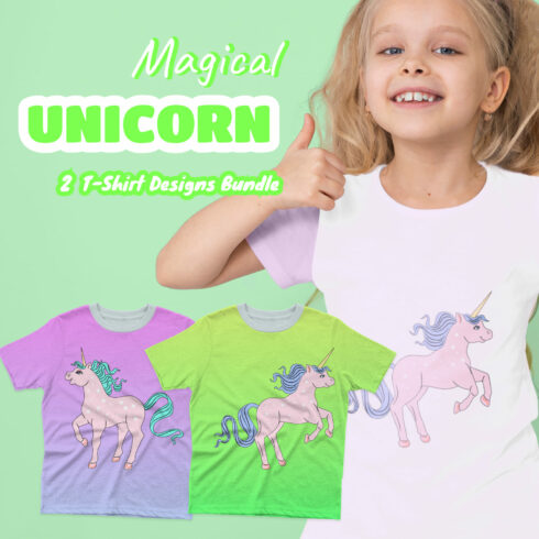 Magical Unicorn T-shirt Designs Bundle.