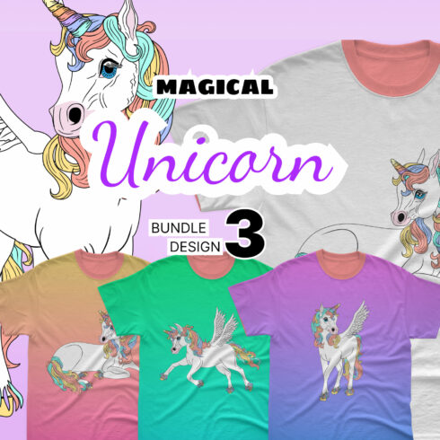 Magical Unicorn T-shirt Designs Bundle.