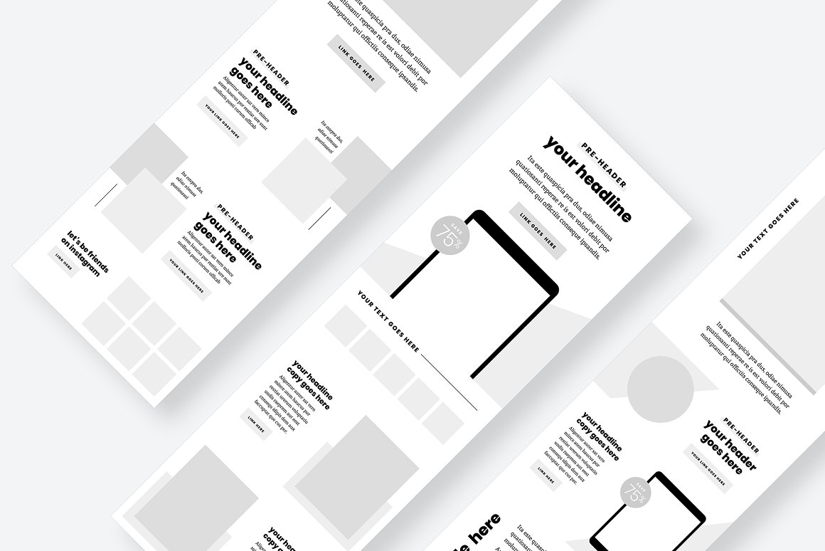 A selection of images of a beautiful email design template.