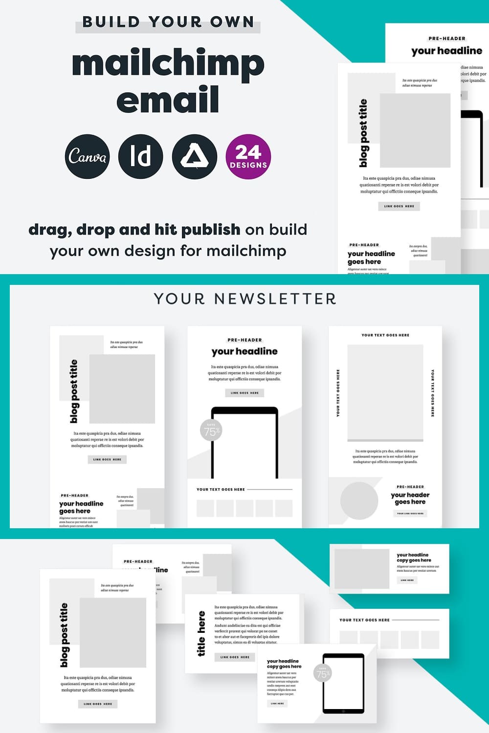 A bundle of images of a gorgeous email design template.