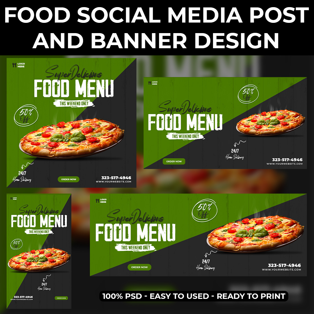 Food Social Media Post And Banner Design Template cover image.