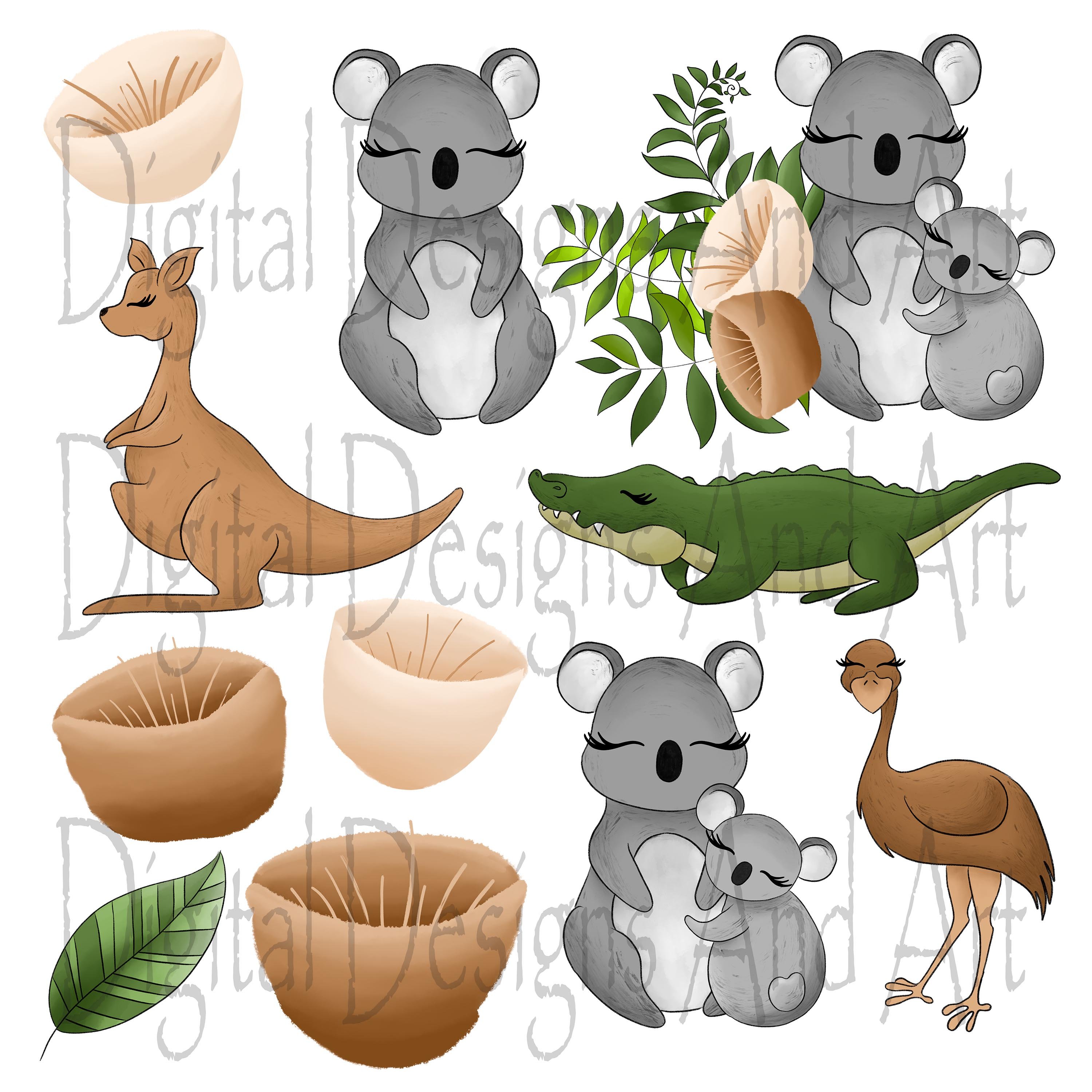 Some separate elements for creating a full animals composition.