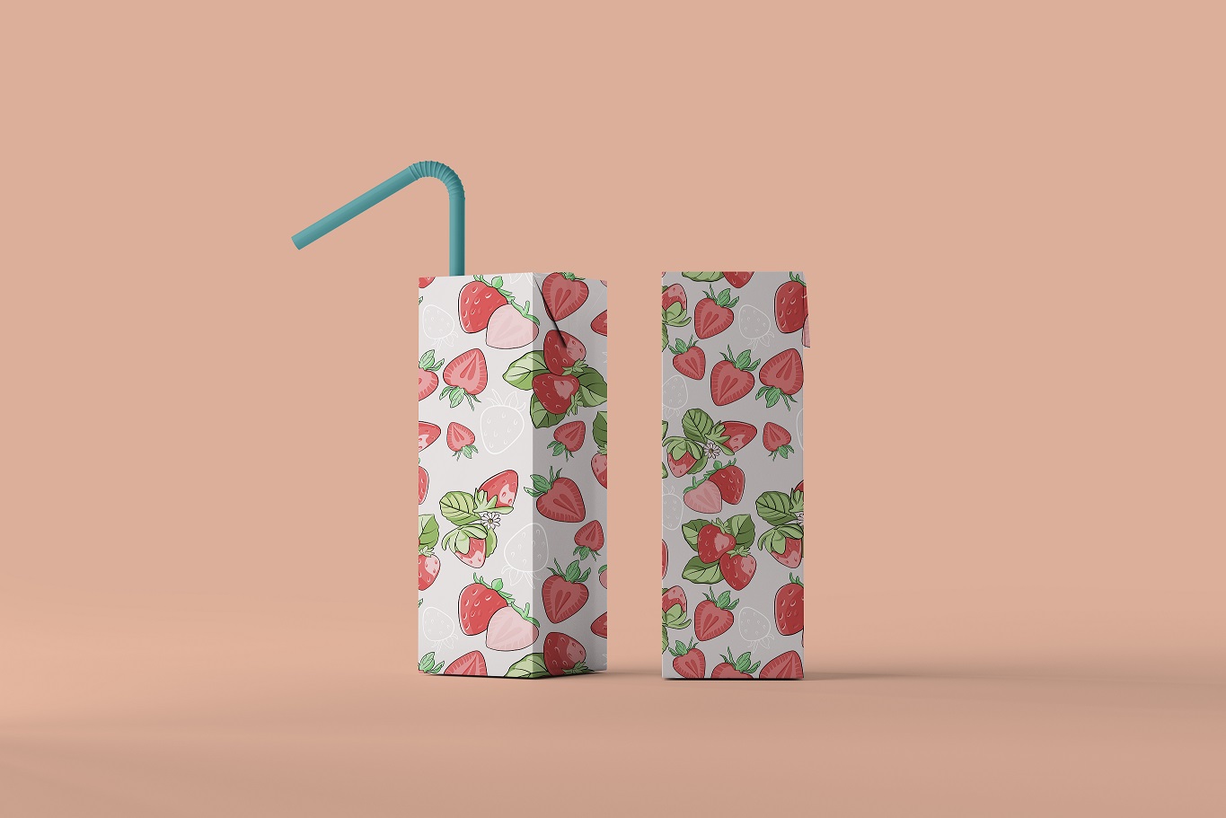 Pack with juice mockup using Strawberry Illustrations.