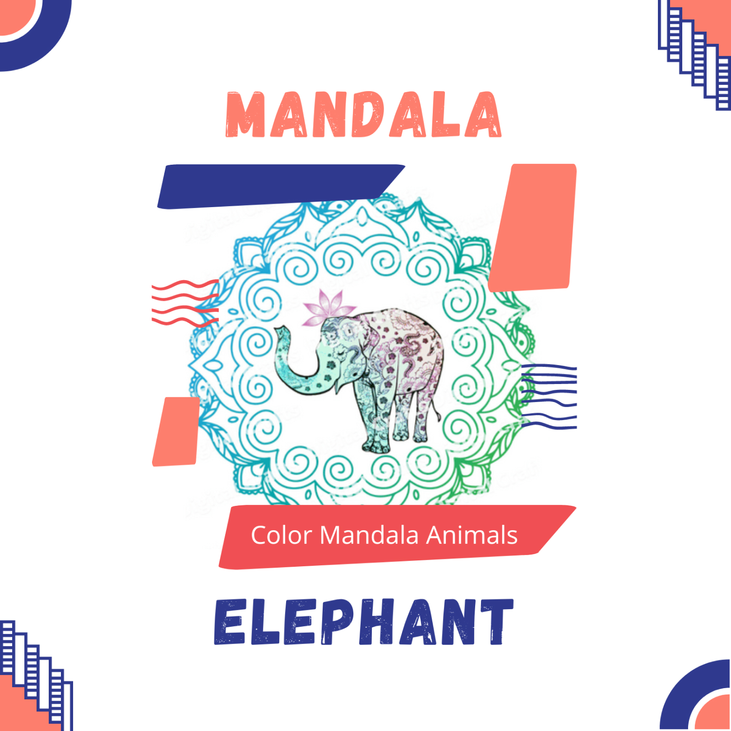 Mandala Elephant, Color Mandala Animals.