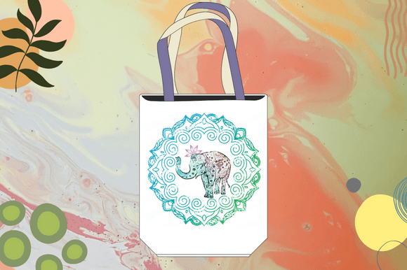 Classic eco bag with the delicate mandala elephant.