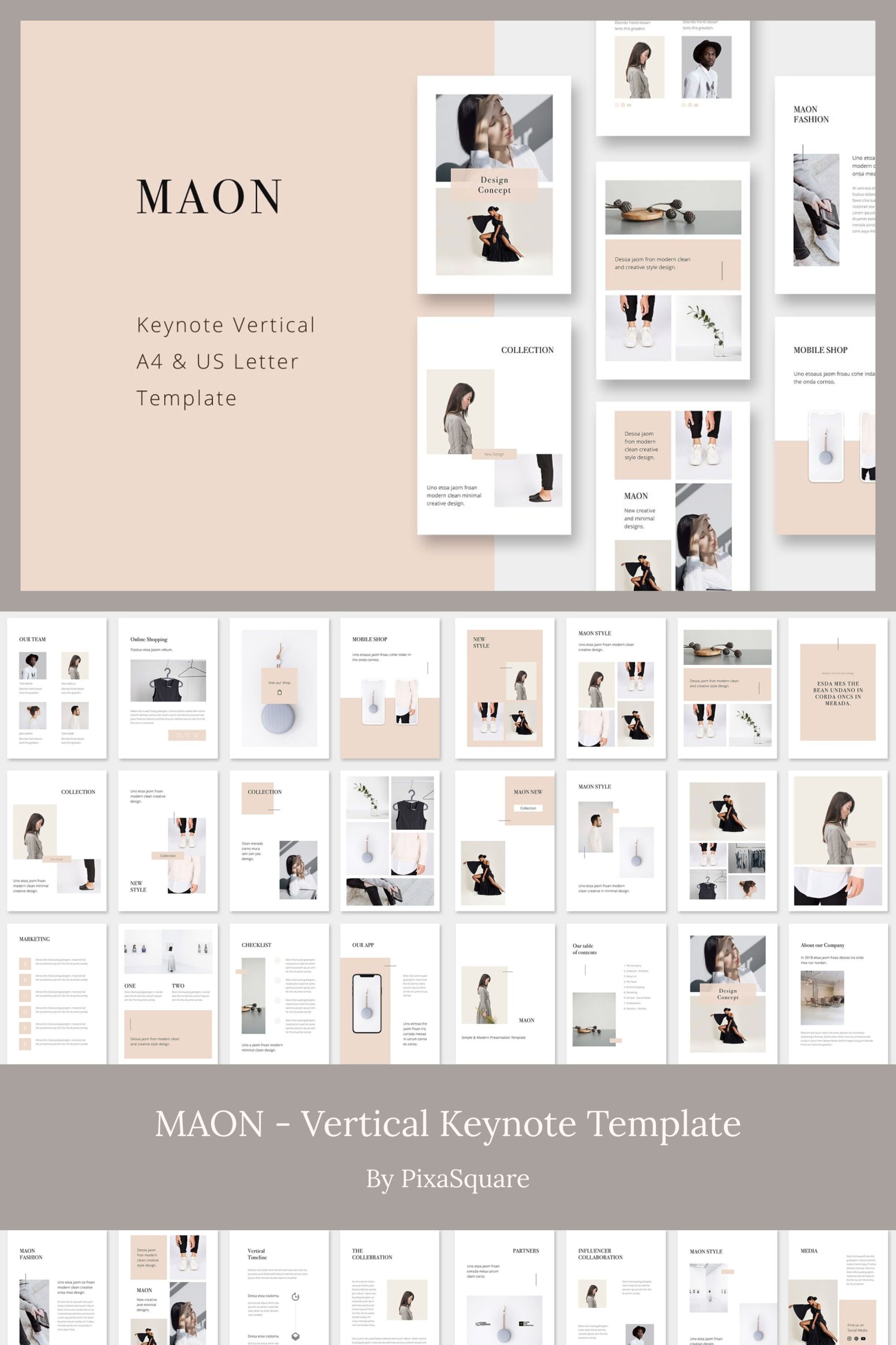 Collection of amazing images of vertical A4 slide presentation template.