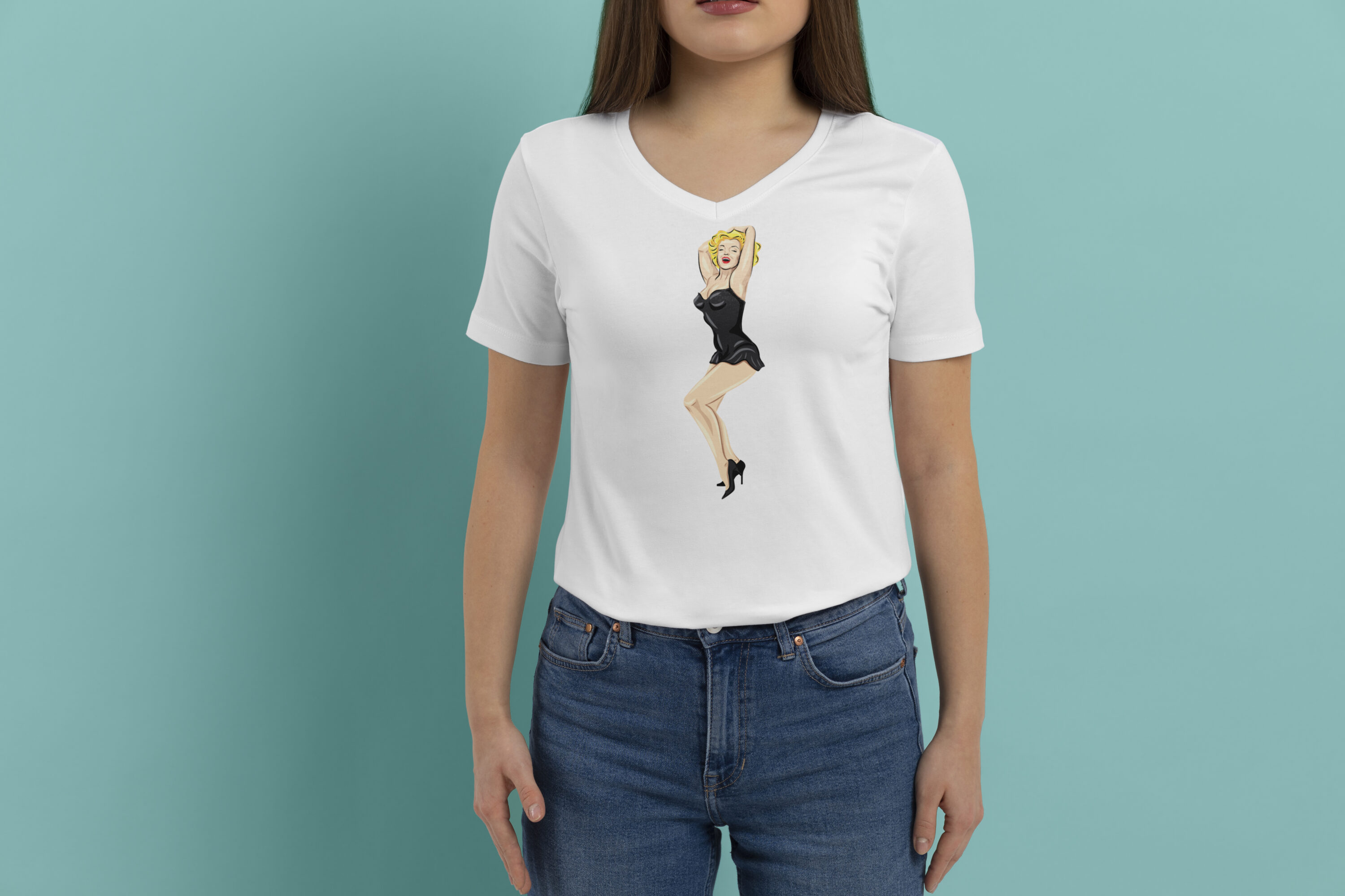 Image of a white t-shirt with marvelous Marilyn Monroe print.
