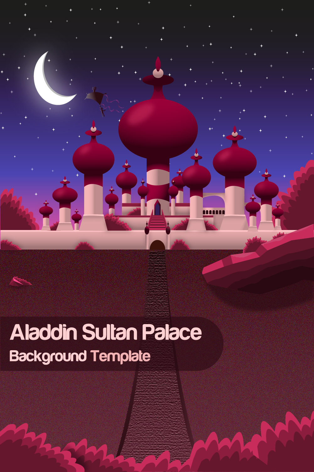 Aladdin Sultan Palace Background Template pinterest image.