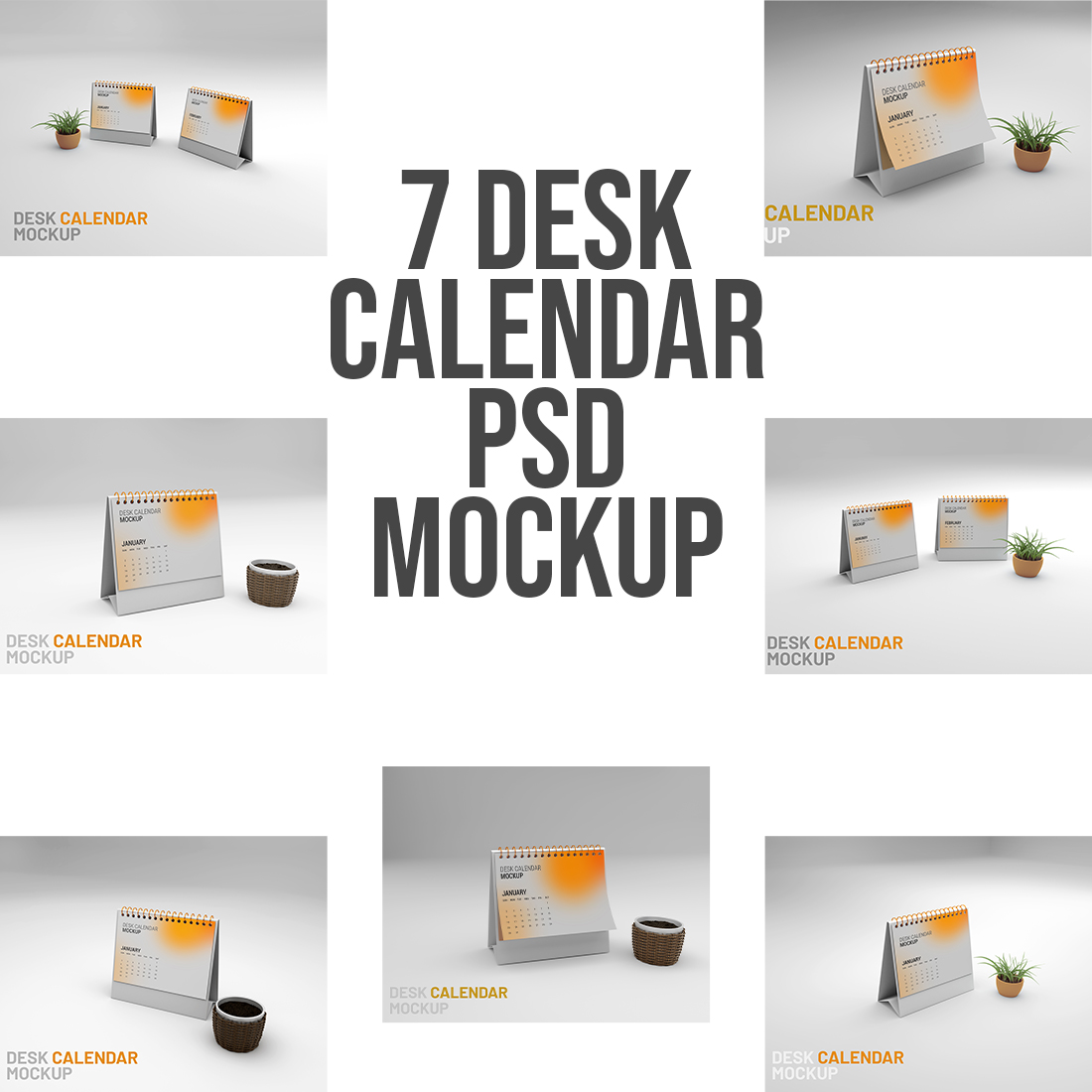 7 Desk Calendar PSD Mockup cover image.