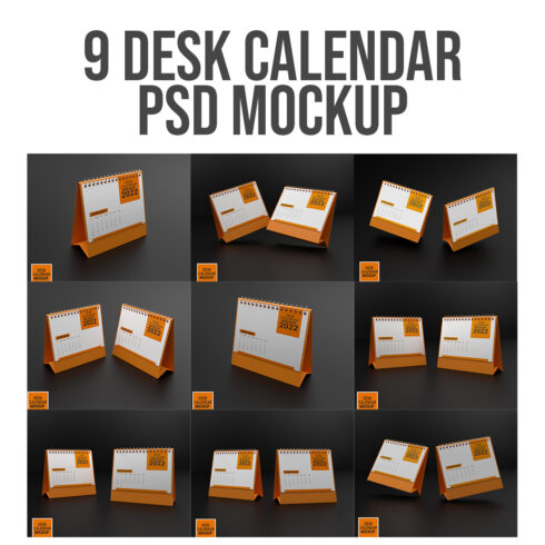 9 Desk Calendar PSD Mockup cover image.