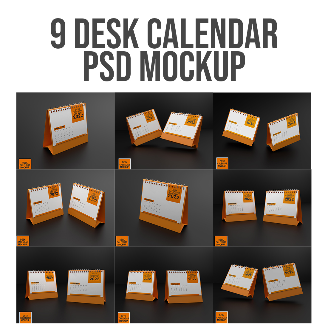 Desk Calendar With Pen Box Mockups